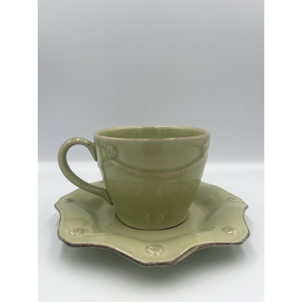 JULISKA Berry & Thread Pistachio Green Tea Coffee Cup & Saucer NEW 3" Mug